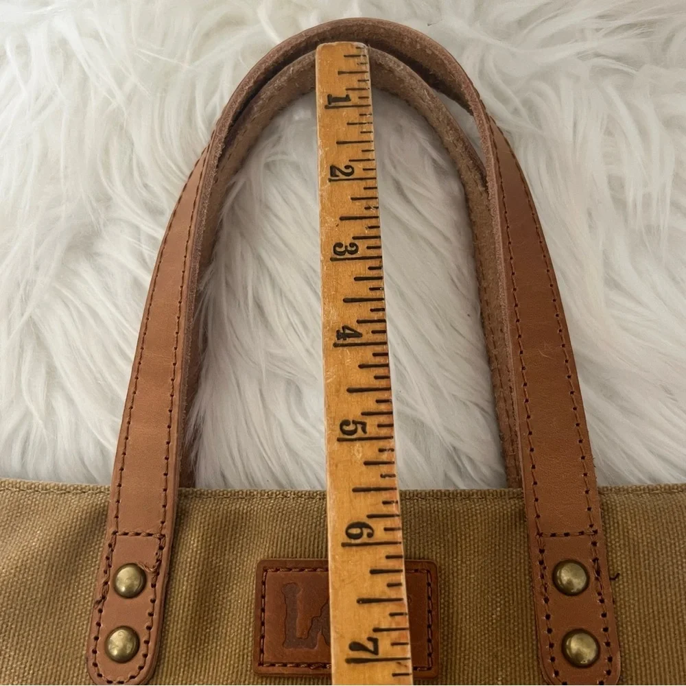 Lee Montana X Denim Waxed Canvas Tan Tote Bag Water Resistant Leather Trim